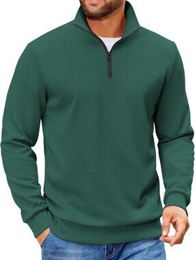 Men's Quarter Zip Pullover Sweatshirt | Casual Mock Neck Sweater for Fall 2026
